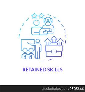 2D gradient retained skills thin line icon concept, isolated vector, blue illustration representing unretirement.. 2D gradient retained skills thin line concept