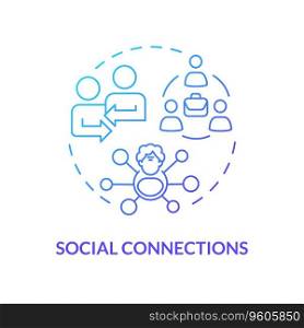 2D gradient social connections thin line icon concept, isolated vector, blue illustration representing unretirement.. 2D gradient social connections thin line concept