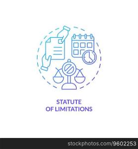 2D gradient statue of limitations thin line icon concept, isolated vector, blue illustration representing product liability.. 2D statue of limitations gradient icon concept