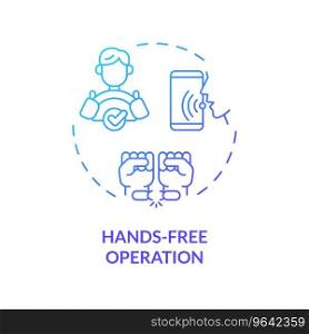 2D hands-free operation thin line gradient icon concept, isolated vector, blue illustration representing voice assistant.. 2D hands-free operation gradient icon concept