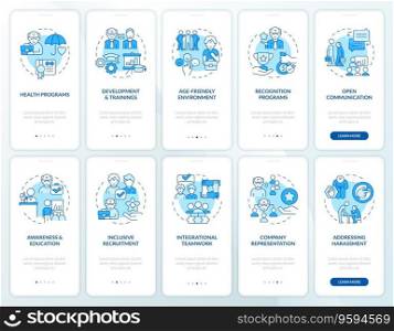 2D icons representing unretirement mobile app screen set. Walkthrough 5 steps blue graphic instructions with thin line icons concept, UI, UX, GUI template.. Walkthrough unretirement with linear icons concept
