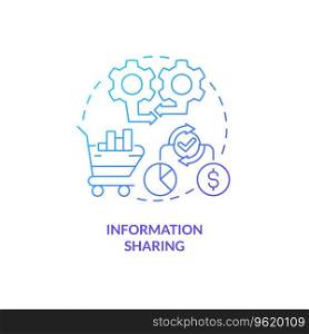 2D information sharing gradient thin line icon concept, isolated vector, blue illustration representing vendor management.. 2D information sharing gradient line icon concept