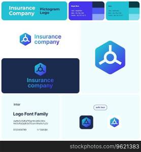 2D insurance company gradient line unique business logo with brand name. Safe box icon. Design element and visual identity. Editable template with inter font. Suitable for insurance management. Insurance company brand unique template with safe box logo