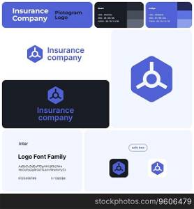 2D insurance company linear business logo with brand name. Safe box icon. Unique design element. Visual identity. Template with inter font. Suitable for insurance, financial management.. 2D insurance company brand template with safe box logo