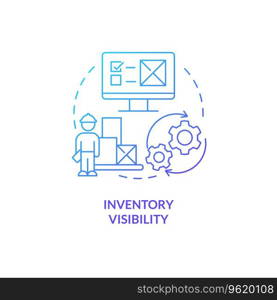 2D inventory visibility gradient thin line icon concept, isolated vector, blue illustration representing vendor management.. 2D inventory visibility gradient line icon concept