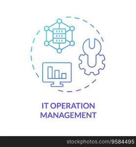 2D IT operation management gradient icon representing AI ops, isolated vector, blue thin line illustration.. 2D thin linear gradient IT operation management icon