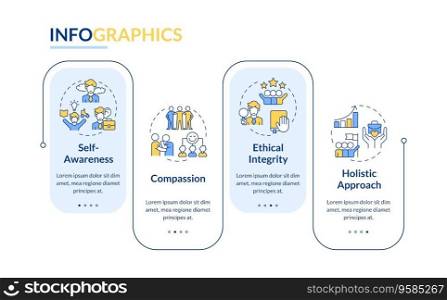 2D mindful entrepreneurship vector infographics template with colorful icons, data visualization with 4 steps, process timeline chart.. Colorful mindful entrepreneurship layout with linear icons
