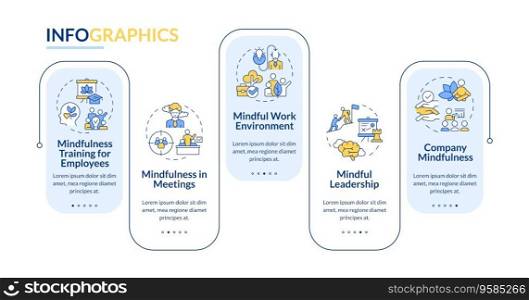 2D mindful entrepreneurship vector infographics template with thin linear icons concept, data visualization with 5 steps, process timeline chart.. Multicolor mindful entrepreneurship layout with linear icons