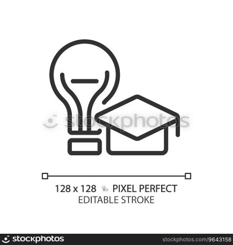 2D pixel perfect editable black innovation icon, isolated vector, thin line illustration representing soft skills.. 2D customizable thin linear black innovation icon