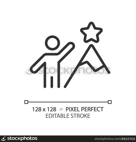 2D pixel perfect editable black perseverance icon, isolated vector, thin line illustration representing soft skills.. 2D customizable thin linear black perseverance icon