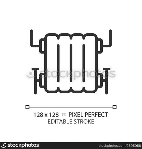 2D pixel perfect editable black water heater icon, isolated vector, thin line illustration representing plumbing.. 2D customizable thin linear black water heater icon