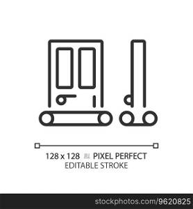 2D pixel perfect editable door seal black icon, isolated vector, soundproofing thin line illustration.. Customizable door seal black thin linear icon
