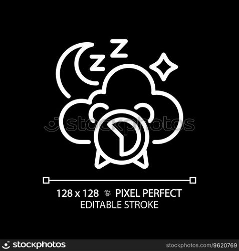2D pixel perfect editable white good sleep icon, isolated vector, meditation thin line illustration.. 2D customizable good sleep white linear icon