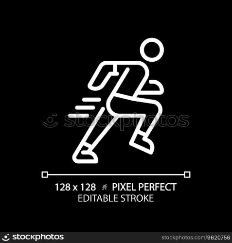 2D pixel perfect editable white running icon, isolated vector, thin line illustration.. 2D customizable running white linear icon