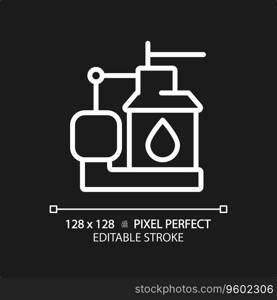 2D pixel perfect editable white sump pump icon, isolated vector, thin line illustration representing plumbing.. 2D customizable thin linear white sump pump icon