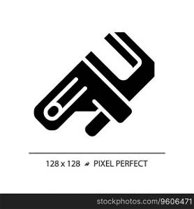 2D pixel perfect glyph style adjustable wrench icon, isolated vector, simple silhouette illustration representing plumbing.. 2D black glyph style adjustable wrench icon