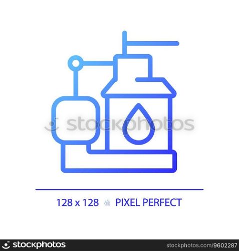 2D pixel perfect gradient sump pump icon, isolated vector, blue thin line illustration representing plumbing.. 2D simple thin linear blue gradient sump pump icon