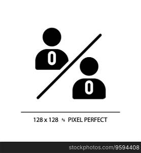 2D pixel perfect silhouette people comparison icon, isolated vector, glyph style black illustration representing comparisons. 2D glyph style people comparison icon