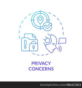 2D privacy concerns thin line gradient icon concept, isolated vector, blue illustration representing voice assistant.. 2D privacy concerns gradient icon concept