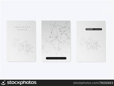 3 cover vector templates for brochure in A4 size. Modern geometric background with connected lines and dots.. 3 cover vector templates for brochure in A4 size. Modern geometric background with connected lines and dots