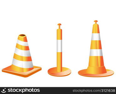 3 different type of orange color traffic cones