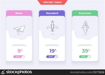 3 Plan Pricing Table Template Design