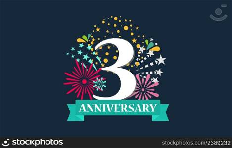 3 rd Anniversary template for banner design. Wedding floral. Stock vector HD. 3 rd Anniversary template for banner design. Wedding floral. Stock vector