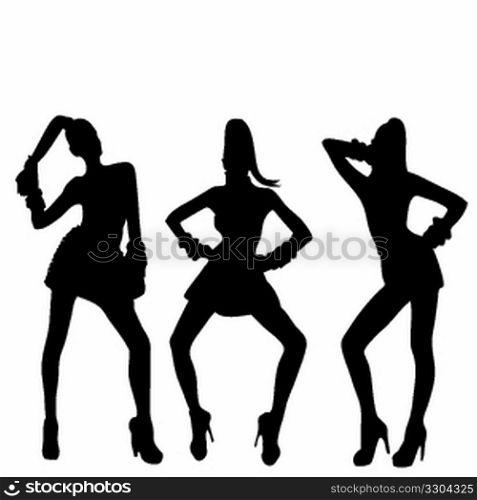 3 women silhouettes with fashion attitudes