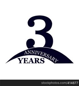 3 years anniversary, flat simple design, logo
