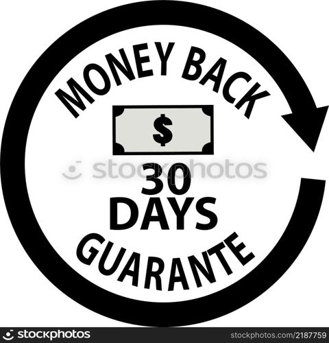 30 days money back guarantee label. Money back icon on white background. black 30 days money back guarantee sign. flat style.