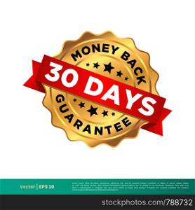 30 Days Money Back Guarantee Seal Banner Vector Template Illustration Design. Vector EPS 10.