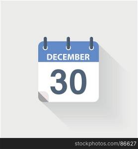 30 december calendar icon. 30 december calendar icon on grey background