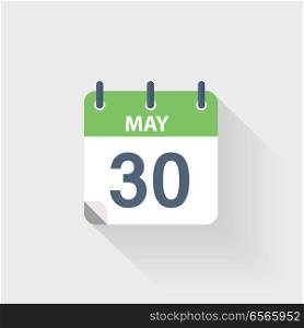 30 may calendar icon. 30 may calendar icon on grey background