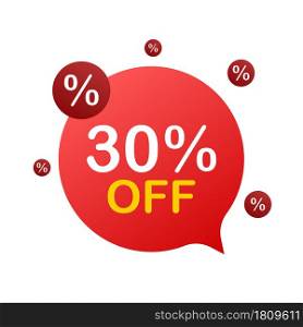 30 percent OFF Sale Discount Banner. Discount offer price tag. 30 percent discount promotion flat icon with long shadow. Vector illustration. 30 percent OFF Sale Discount Banner. Discount offer price tag. 30 percent discount promotion flat icon with long shadow. Vector illustration.