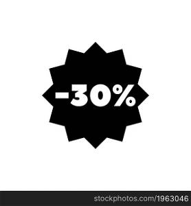 30 percent OFF Sale Discount. Flat Vector Icon. Simple black symbol on white background. 30 percent OFF Sale Discount Flat Vector Icon