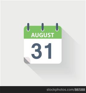 31 august calendar icon. 31 august calendar icon on grey background