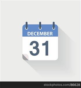 31 december calendar icon. 31 december calendar icon on grey background