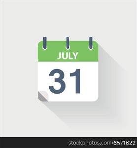 31 july calendar icon. 31 july calendar icon on grey background