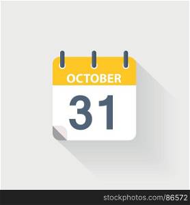 31 october calendar icon. 31 october calendar icon on grey background