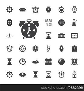 33 clock icons Royalty Free Vector Image