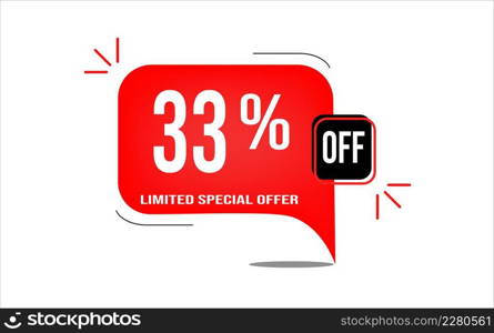 33% off limited offer. White and red banner with clearance details