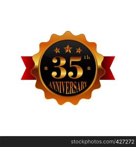 35 years anniversary golden label on a white background. 35 years anniversary golden label