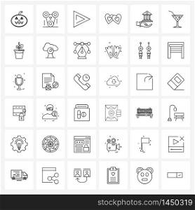 36 Editable Vector Line Icons and Modern Symbols of drinks, real estate, video, buildings, valentine Vector Illustration