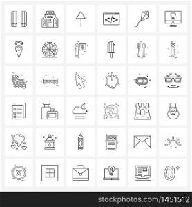 36 Editable Vector Line Icons and Modern Symbols of kite, programming, design, code, upload Vector Illustration
