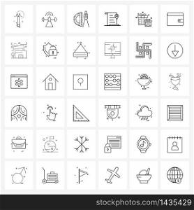 36 Editable Vector Line Icons and Modern Symbols of surprise, gift box, d scale, transport, location Vector Illustration