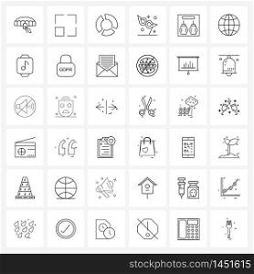 36 Interface Line Icon Set of modern symbols on engagements, miscellaneous, graph, mask, face Vector Illustration