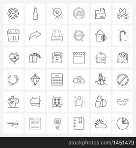 36 Interface Line Icon Set of modern symbols on knit, documents, disable, data folder, service Vector Illustration