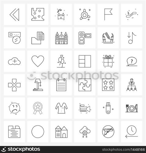 36 Universal Icons Pixel Perfect Symbols of flag, propeller, church, fan, device Vector Illustration