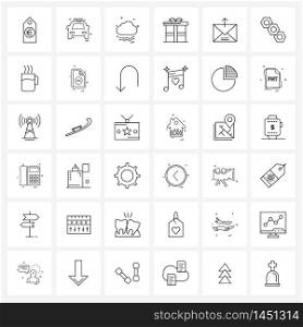36 Universal Icons Pixel Perfect Symbols of message, email, weather, winter, gift Vector Illustration
