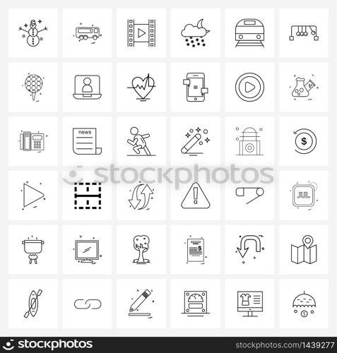 36 Universal Icons Pixel Perfect Symbols of station, moon, internet, weather, snowfall Vector Illustration